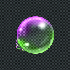 Flying transparent soap bubbles on checkered background.Reaistic colored balls.Vector texture.