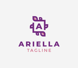 Letter A and flower logo template. Vector floral logo design. Plants and flowers logo design