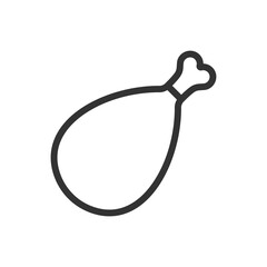 Chicken leg drumstick empty linear contour icon vector illustration.
