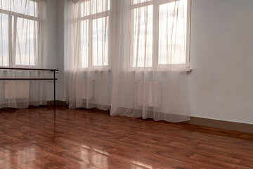 Empty ballet dance room with copy space.