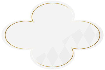 四つ葉フレーム　ホワイト＆ゴールド　一部にダイヤパターン　横位置