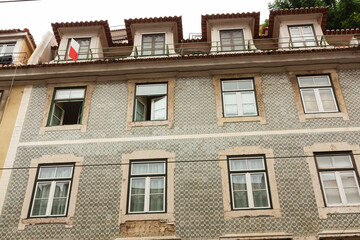 The facade of a typical building of Lisbon