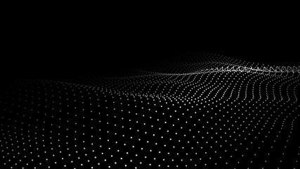 Abstract digital wave of particles. 3d futuristic background illustration. Digital background.  3d rendering illustration