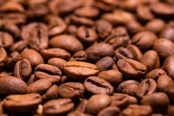 Stack of roasted coffee bean