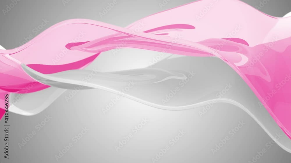 Aufkleber abstract pink and white waves animate on gray background. relaxing background with seamless loop.