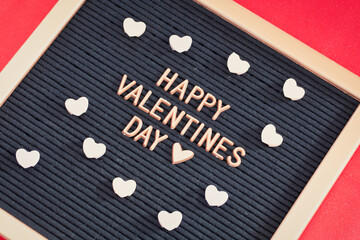 happy valentine's day on red background