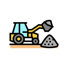 tractor stone gravel loading machine color icon vector. tractor stone gravel loading machine sign. isolated symbol illustration