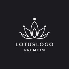 Lotus leaf symbol logo icon design template elements. Health care logotype concept. Spa yoga Logo Icon. Vector template. in black background