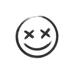 Vector Illustration Crazy Scary Brush Stroke Smile.
