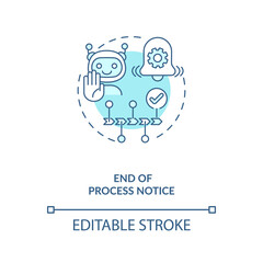 Obraz premium End process notice concept icon. M2M communication type idea thin line illustration. Alarms, push-notifications. Machine malfunctions aware. Vector isolated outline RGB color drawing. Editable stroke