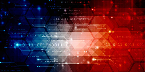 2d illustration abstract digital binary data on computer screen