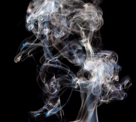 Smoke isolated on black background.