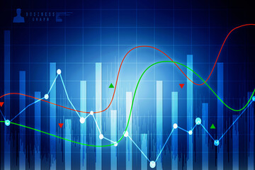 2d rendering Stock market online business concept. business Graph 
