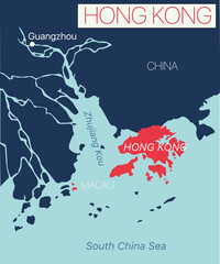 Hong Kong editable map. Vector EPS-10 file