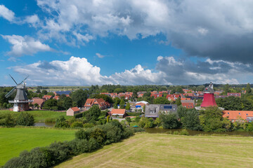 Drone aerial view, City shot of Greetsiel