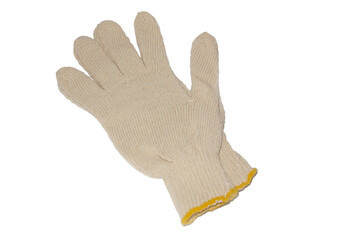 Obraz premium Hand protection. Work gloves. White isolated background. Part of the image is blurred.