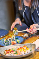 Celebration Sushi dinner party with friends.