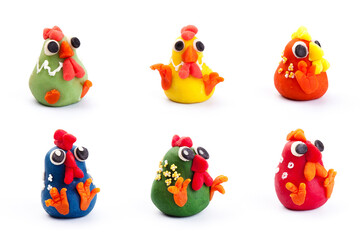 Colored sugar Easter Chicken, isolated on a white background