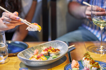 Celebration Sushi dinner party with friends.