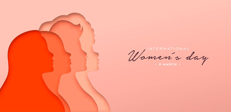 Happy Women Day paper cut woman group banner