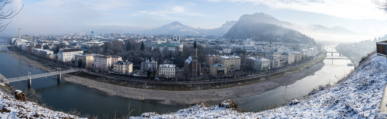 panorama view from the top of mönchsberg in salzburg