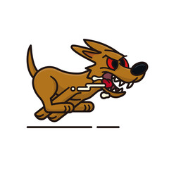 Mad dog running and slobbering isolated vector illustration for World Rabies Day on September 28. Zoonotic diseases symbol.