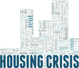 Obraz premium Housing crisis vector illustration word cloud isolated on a white background.