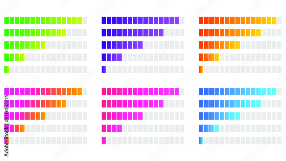 Poster set collection progress loading bar color gradient vector design style
