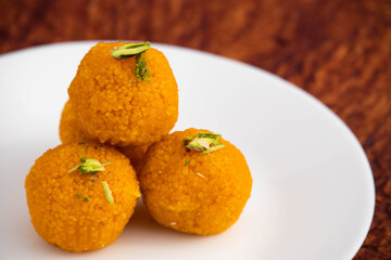 Motichur Laddu Also Called Motichoor Ladoo Is Made Of Bengal Gram Flour Deep Fried In Shuddha Desi Ghee.. Meetha Laddoo Is Served On Occasions Like Holi Pooja Diwali Puja Eid Rakshabandhan And Wedding