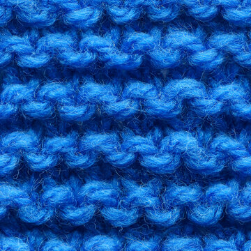 Dark blue knitted fabric seamless pattern for borderless fill. Knitted fabric repeating pattern for background close up.
