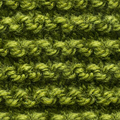 Green knitted fabric seamless pattern for borderless fill. Knitted fabric repeating pattern for background close up.