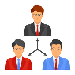 Senior and Junior Team Members concept, HRM Symbols on White Background, Company Staff Vector color Icon design, Manpower Sign