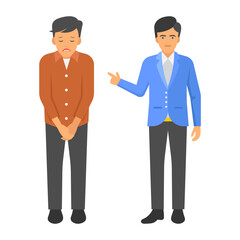 manager firing an employee concept, hrm symbol on white background, Boss Screaming on Mistake of Manager Vector Color Icon Design, Business People Character Stock illustration