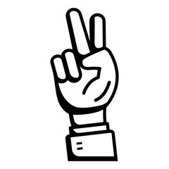 The Peace Sign or V Hand Sign Concept, Most positive Gesture Vector Icon Design, Human Body Language Symbol on White background