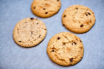chocolate chip cookies on table