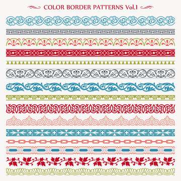 Ornamental border frame line vintage color patterns 1