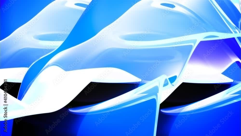 Poster 3d rendering of blue wavy geometric background animation. trendy gradient shapes composition. seamle