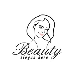 beauty woman logo design, illustration feminine woman logo, beauty salon logo icon line outline modern vector template