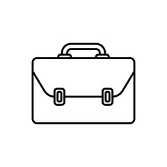 Briefcase icon. Black contour linear silhouette. Front view. Vector flat graphic illustration. The isolated object on a white background. Isolate.