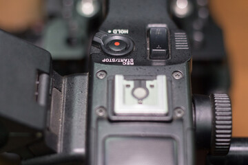 Fototapeta na wymiar Professional video camera controls. Close-up.