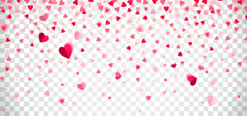 Falling Confetti of Red and Pink Hearts