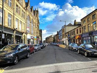 Fototapeta na wymiar Looking along, North Parade, in the city centre of, Bradford, Yorkshire, UK