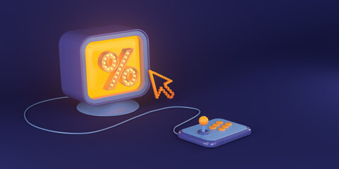 3d rendering of computer gaming and percent text.