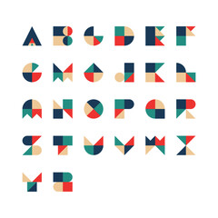 Vector of geometry font and alphabet, set and collection of typography design.