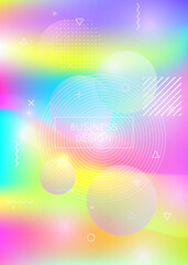 Holographic background with liquid shapes. Dynamic bauhaus gradient with memphis fluid elements.