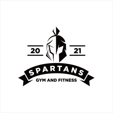 Spartan Fitness And Gym Logo Vector . Fitness Logo . Bodybuilding Logo design inspiration, sports logo template with spartan warriors.