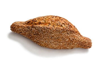 Bakery product made of wheat flour, interspersed with flax seeds