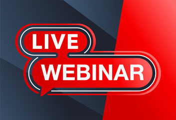 Live webinar banner in rounded style with red back