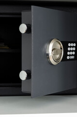 The door of the safe for money with a digital lock