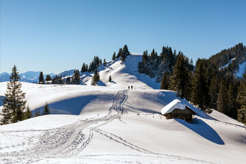 Winter hiking in the alps.